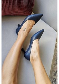 Resim 10 1896 Topukla Kadın Kadeh Topuklu 6 Cm Topuklu Stiletto Ayakkabı Lacivert 