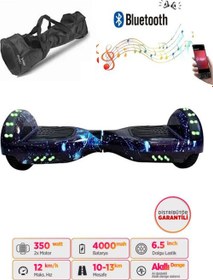 Resim Elektrikli Kaykay Full Ledli Hoverboard Bluetooth Hoparlörlü 6.5 Inch Desenli Çanta Hediye 
