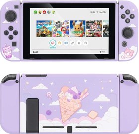 Resim GeekShare Lavender koruyucu kılıf Switch, TPU Slim Case Cover Fit anahtar konsolu ve Joy-Con (Ice Cream Cat) [video oyunu] 