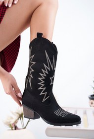 Resim PASSAGE SHOES 7020 Kadın Süet Nakışlı Western Kovboy Çizme 