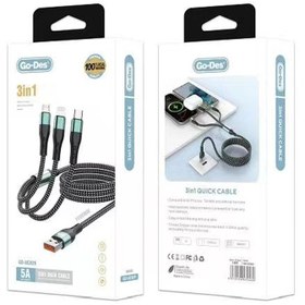 Resim Go Des GD-UC829 3in1 Lightning - Type-C - Micro Hızlı Şarj Kablosu 1M - Siyah 