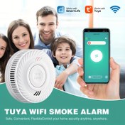 Resim 1 Adet, WiFi Akıllı Duman Alarmı, Yangın Alarmı, TUYA Platformu Destekli, WiFi Bağlantılı Uzaktan Alarm Mesajı, On Yıl Bekleme Süresi, Çift Sensörlü Hassas Önleme, Kolay Kurulum, EN14604 