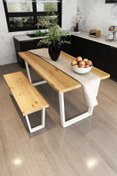 Resim Woodesk Mayıs Masif Natural Renk 180x80 Banklı Yemek Masası 
