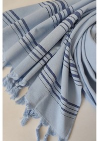 Resim Mavi Çizgili Havlu Peştemal - Yumuşak Ve Yüksek Su Emici - %100 Pamuk Mavi 