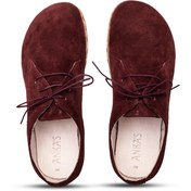 Resim Anka's Atelier Anka’s Yalın Merlot Kadın Oxford Barefoot Ayakkabı | Bordo Süet Hakiki Deri 