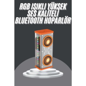 Resim Techno Stock Bluetooth Hoparlör Şeffaf Mecha Rgb Işıklı Çift Hoparlör 5.0 Bluetooth 