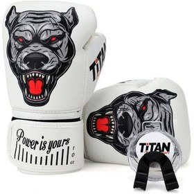 Resim Titan Sport Beyaz Pitbull Siyah Desenli Set Fgr Model-7 Boks Eldiveni Çok Renkli 