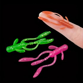 Resim 20 Adet YUMEILI Mini Yumuşak Balık Yemi - Gerçekçi Hareketli Karides Stili, Yüksek Kaliteli Esnek Malzeme, Renkli (Turuncu/Yeşil/Pembe), Tatlı ve Tuzlu Su Balıkçılığı İçin Yüzey Yemleri, Canlı Hareketli, Esnek Yem, Yem Koleksiyoncuları 