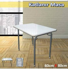 Resim Depolife Pratik Katlanır Ayaklı Yemek Piknik Masası Balkon Piknik 60X80 Cm 