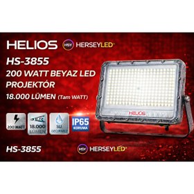 Resim Helios HS-3855 200 WATT BEYAZ LED PROJEKTÖR 18.000 LÜMEN (Tam WATT) 