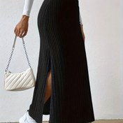 Resim Sonbahar ve Kış için Yüksek Bel Düz Renkli Kabarık Etek, Rahat Yırtmaçlı Ayak Bileği Boyu Kalem Etek, Kadın Giyim 