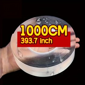 Resim 1000cm Ağır Hizmet Çift Taraflı Bant, 1000cm Akrilik (PMMA) Su Geçirmez Yapıştırıcı, Güçlü Elastik, Yeniden Kullanılabilir Çok Amaçlı Nano Bant, Ev, Ofis, Araba, Açık Hava, Cam, Ahşap, Metal, Plastik, Posterler için 