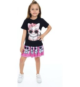 Resim My Kids Wear Sevimli Kedi Etek Tişört Şeftali 
