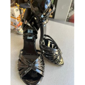 Resim Bitangosu Siyah Rugan Deri 8,5 cm 11 Pont Çok Bantlı Model Tango, Dans ve Salon Ayakkabısı 