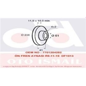 Resim VALEO 186230 FREN DİSKİ ÖN R9 R11 R19 DÜZ 237,75mm 