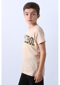 Resim Hçm Erkek Çocuk Tişört Stay Cool Baskılı Bisiklet Yaka F18 Bej 