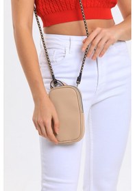 Resim Çanta Sepetim Kadın Omuz Askılı Telefon Çantası - Bej 