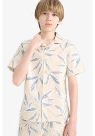 Resim DeFacto Erkek Çocuk Oversize Geniş Kalıp Polo Yaka Poplin Kısa Kollu Gömlek E5830A825HSBG354 