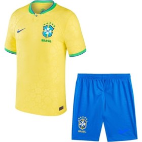 Resim Brezilya Neymar Milli Takım Sarı-mavi Çocuk Forması 22/23 Sezon 2'li Set Forma+şort 