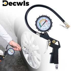 Resim Basınç Ölçerli Lastik Şişirici, 0-220 PSI Hava Chuck, Kauçuk Hortum ve Montaj Braketi - Dayanıklı Plastik, Araba Bakımı ve Lastik Şişirme Yardımı için İdeal, Lastik Şişirici Tamir Aracı 
