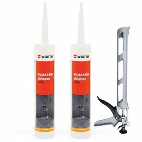 Resim Würth Duşakabin Silikonu Şeffaf Su Geçirmez Ve Sızdırmaz 310 Ml 2 Adet + Silikon Tabancası Şeffaf 