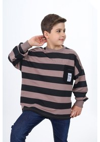Resim Toontoy Kids Toontoy Erkek Çocuk Çizgili Sweatshirt Acı Kahve 