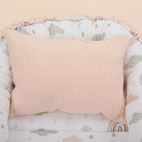 Resim Babynest ve Yastık - Çift Taraflı - Somon Örgü - Yeşil Gökkuşağı 