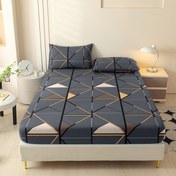 Resim 3 adet %100 Polyester Baskılı Yatak Odası Ev Otel Hafif Bej Yumuşak ve Rahat Çarşaf Seti (Bir Çarşaf + İki Yastık Kılıfı, Yastık Çekirdeği Dahil Değildir) 