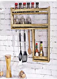 Resim Baharatlık Bardaklık Çok Amaçlı Mutfak Rafı Ahşap 