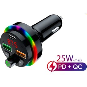 Resim J-tech 11411 Bluetooth Görüşme Ve Müzik Rgb Fm Transmitter 25w Qc 3.0 Pd + 3.1a Çift Usb Şarj 