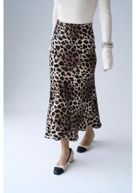 Resim Defymoda Midi Saten Etek - Leopar Leopar 