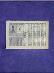 Resim 9 Ekim 2002 Takvim Yaprağı - Nostalji Koleksiyonluk Takvim Yaprağı A 