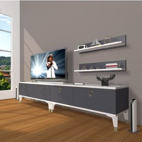 Resim Decoraktiv Eko 220t Mdf Gold Tv Ünitesi Tv Sehpası - Beyaz - Antrasit 