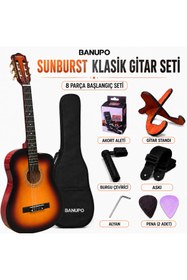 Resim Banupo MG1SB Sunburst Klasik Gitar Başlangıç Seti (Gitar + Kılıf + Akort Aleti + Gitar Standı + Askı 