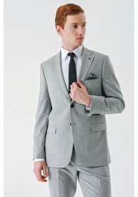 Resim İmza Mono Yaka Çift Yırtmaç 6 Drop Comfort Fit Rahat Kesim Klasik Takım Elbise 1001240102 - Gri 