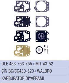 Resim Tüm Modeller Bg430 /Cg430 / Bg520 / Cg520 Karbüratör Diyafram War 