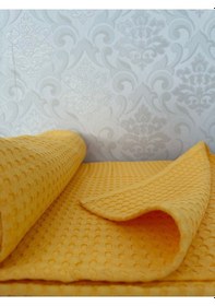 Resim Premium %100 Pamuk Tek Kişilik Yazlık Pike, Yatak Örtüsü, Terletmez Kumaş Sarı Renk 160x240cm Sarı 