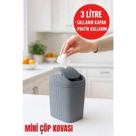 Resim Pratik Mini Çöp Kovası, Mutfak, Banyo ve Ofis Için Şık Tasarım 