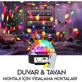 Resim Ledx Gm-0803b Sihirli Led Dönen Disko Topu Hoparlör Kablosuz Usb/mp3/bluetooth Kumandalı 360 Derece Renkli 