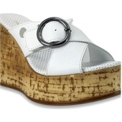 Resim Mammamia D24yt-2155 Kadın Deri Topuklu Terlik Beyaz Pen 