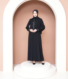 Resim MODA S&S BZLİNE Lüks Dubai ipeği aplik işlemeli ferace 