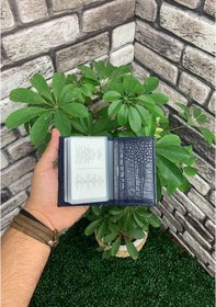 Resim Guard Lacivert Croco Desenli Hakiki Deri Lastikli Spor Kartlık Erkek P1041 Lacivert 
