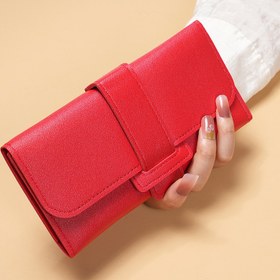 Resim Kadın Moda Cüzdanı, Suni Deri Uzun Trifold Kavrama, Şık Flip Kapak Sikke Cüzdanı, Çok Fonksiyonlu Snap Düğme Kart Tutucu 