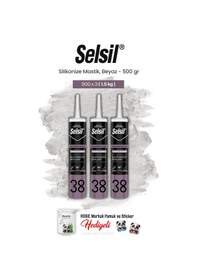 Resim Selsil 3'lü Silikonize Mastik, 500 Gr, Beyaz Ve Rosie Pamuk 