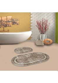 Resim Multi Kaymaz Taban Retro Oval Banyo Paspas Takım Bb-120 çok renkli 