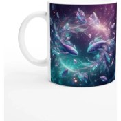 Resim Balık Burcu Baskılı Kahve Kupası - Büyülü Kristal Mağarası Temalı Vs1 