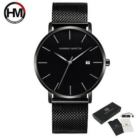 Resim Novahub Siyah Hannah Martin Klasik Bauhaus Tasarım Erkekler İzle Koyu Mavi Japonya Kuvars Su Geçirmez Moda İş Takvimi Ultra Ince Saatler Siyah 