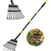 Resim Ağır Hizmet 182.88cm Bahçe Yaprak Çatalı, 11 Metal Diş, 24.13 cm Genişlikte Baş, Ayarlanabilir Uzun Çelik Sap, Ergonomik Sünger Tutuş, Kaymaz, Spiral Bağlantı, Dayanıklı Yapı, Çim, Çim Düzleştirme, Yaprak Toplama, Çiçek Yatakları, Bahçeler için 