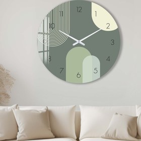 Resim Puffy Yeşil - Cam Duvar Saati - 80 cm / Beyaz 