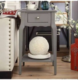 Resim Wooding Masif Gri Lake Bonamy Komodin - Yan Sehpa 